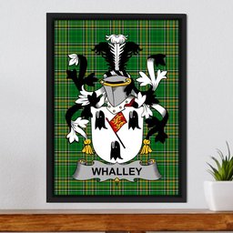 Irish Whalley Coat of Arms Family Crest Ireland Framed Canvas Print Irish National Tartan