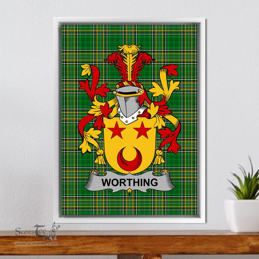 Irish Worth or McWorth Coat of Arms Family Crest Ireland Framed Canvas Print Irish National Tartan