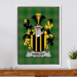 Irish Farley or O'Farley Coat of Arms Family Crest Ireland Framed Canvas Print Irish National Tartan