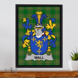 Irish Wall Coat of Arms Family Crest Ireland Framed Canvas Print Irish National Tartan