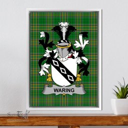 Irish Waring Coat of Arms Family Crest Ireland Framed Canvas Print Irish National Tartan