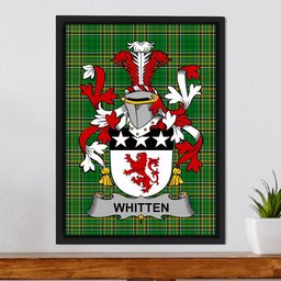 Irish Whitten Coat of Arms Family Crest Ireland Framed Canvas Print Irish National Tartan