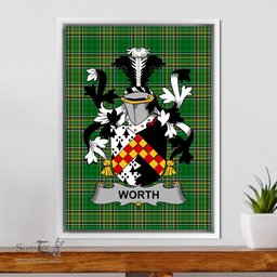 Irish Worthing Coat of Arms Family Crest Ireland Framed Canvas Print Irish National Tartan