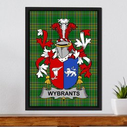 Irish Wybrants Coat of Arms Family Crest Ireland Framed Canvas Print Irish National Tartan