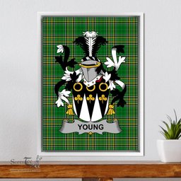 Irish Young Coat of Arms Family Crest Ireland Framed Canvas Print Irish National Tartan