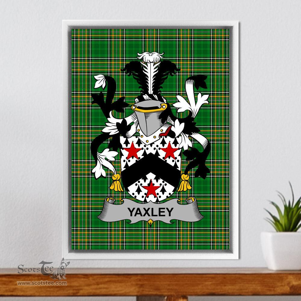 Irish Yaxley Coat of Arms Family Crest Ireland Framed Canvas Print Irish National Tartan