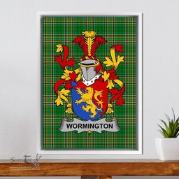 Irish Wormington Coat of Arms Family Crest Ireland Framed Canvas Print Irish National Tartan