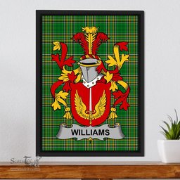 Irish Williams Coat of Arms Family Crest Ireland Framed Canvas Print Irish National Tartan