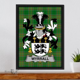 Irish Wyrrall Coat of Arms Family Crest Ireland Framed Canvas Print Irish National Tartan
