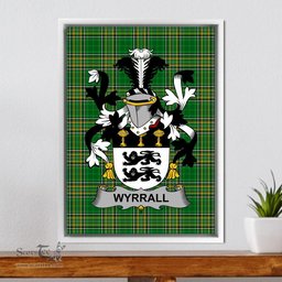 Irish Wyrrall Coat of Arms Family Crest Ireland Framed Canvas Print Irish National Tartan
