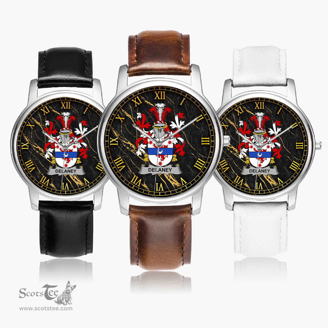 Irish Delaney or O Delany Irish Coat of Arms Irish Watch Leather Strap Classic Quartz Watch