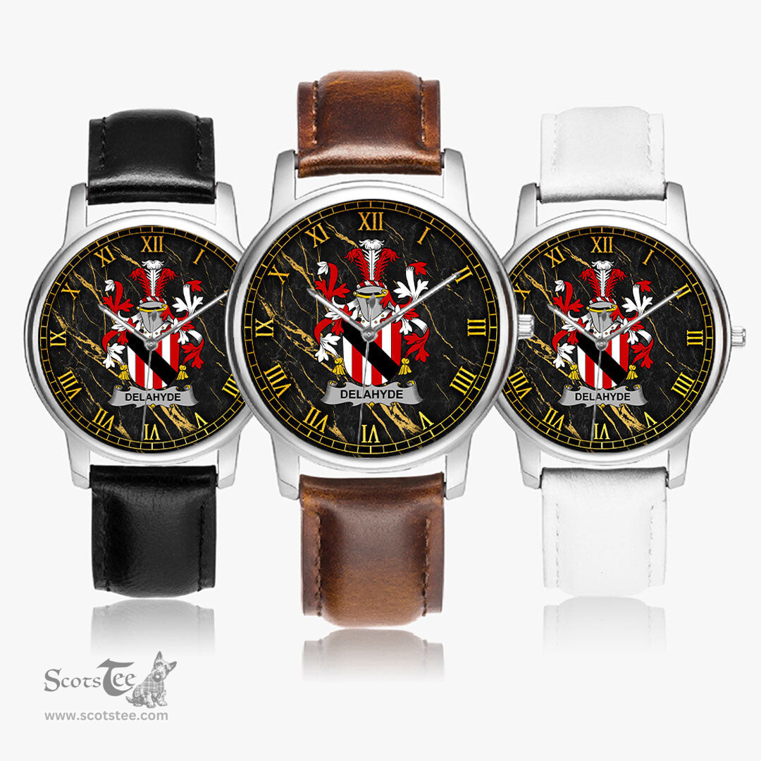 Irish Delahyde Irish Coat of Arms Irish Watch Leather Strap Classic Quartz Watch