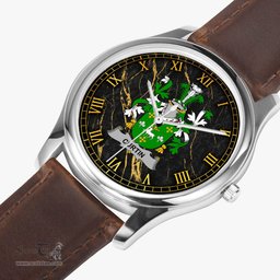 Irish Curtin or McCurtin Irish Coat of Arms Irish Watch Leather Strap Classic Quartz Watch