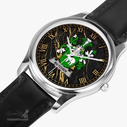 Irish Butcher Irish Coat of Arms Irish Watch Leather Strap Classic Quartz Watch