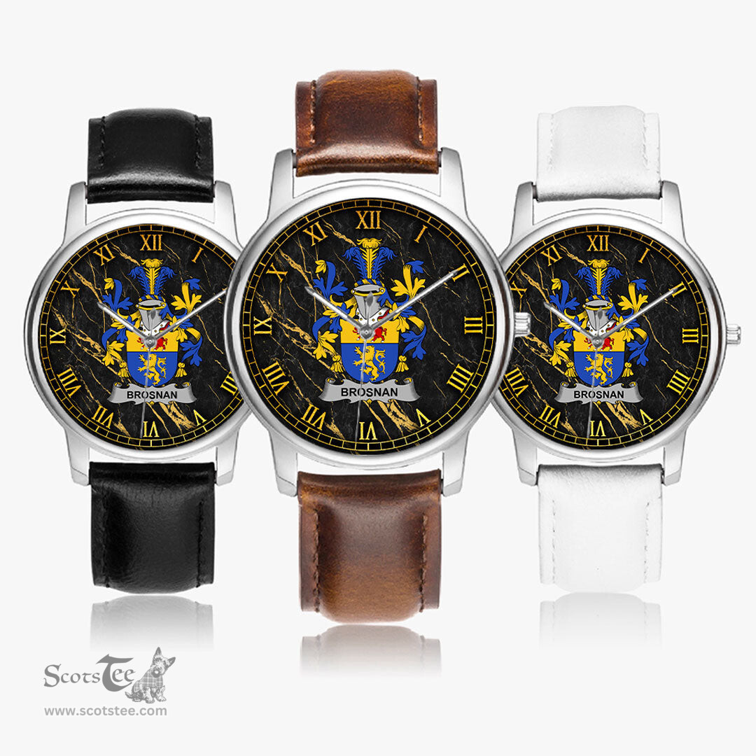 Irish Brosnan or O Brosnan Irish Coat of Arms Irish Watch Leather Strap Classic Quartz Watch