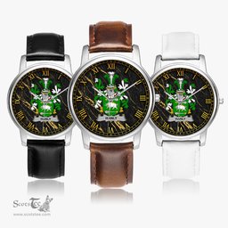 Irish Hanly or O Hanley Irish Coat of Arms Irish Watch Leather Strap Classic Quartz Watch