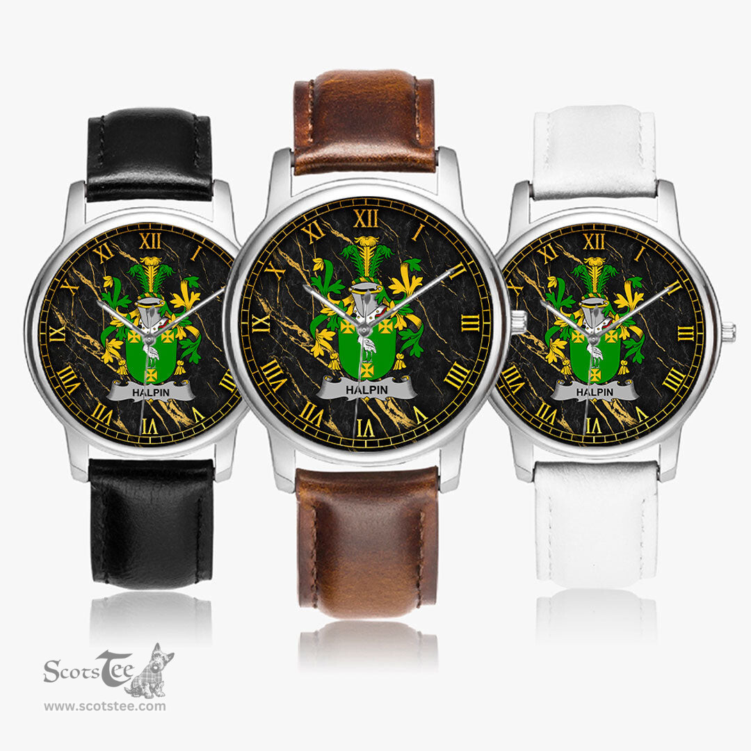 Irish Halpin or O Halpin Irish Coat of Arms Irish Watch Leather Strap Classic Quartz Watch