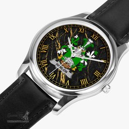 Irish Hanlon or O Hanlon Irish Coat of Arms Irish Watch Leather Strap Classic Quartz Watch