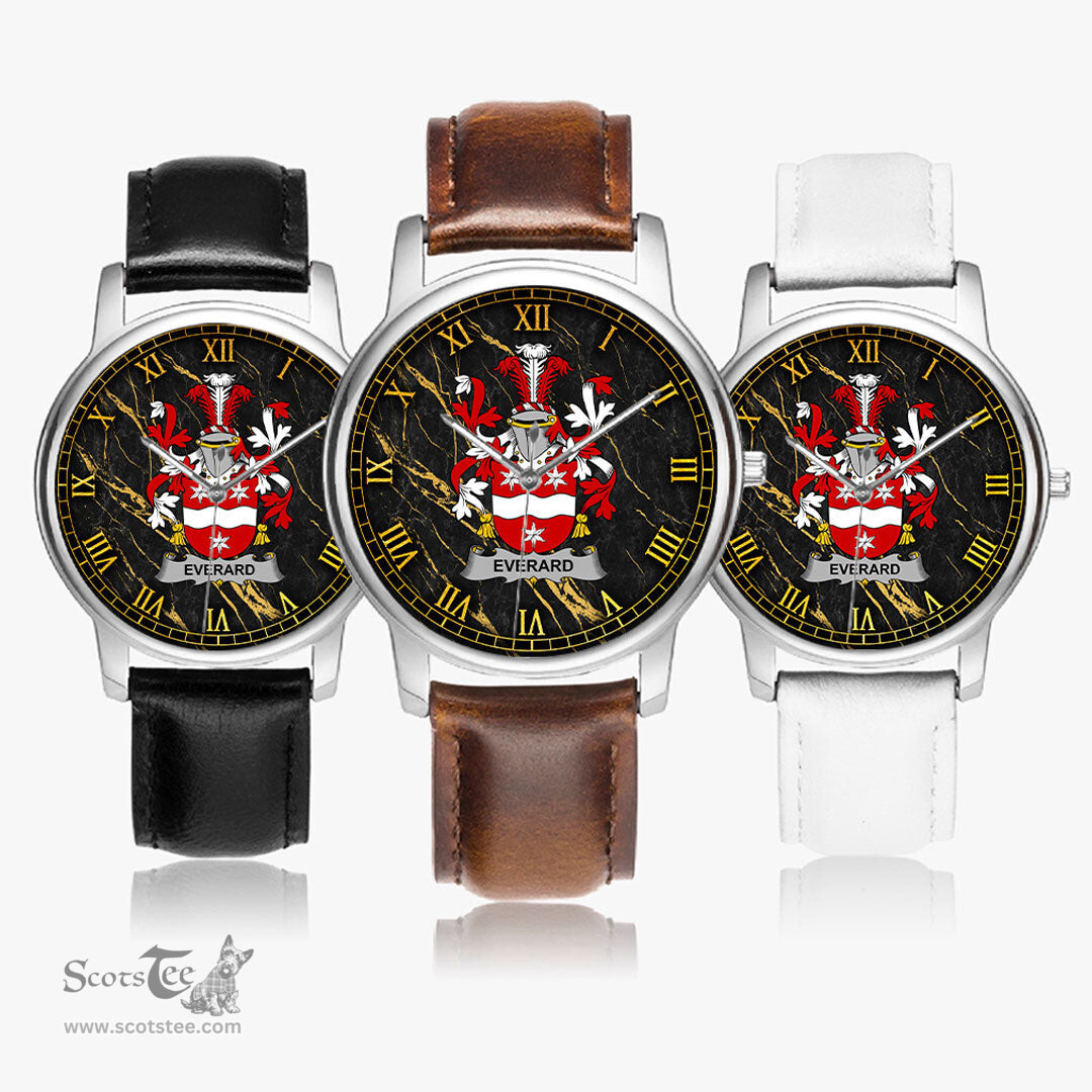 Irish Everard Irish Coat of Arms Irish Watch Leather Strap Classic Quartz Watch