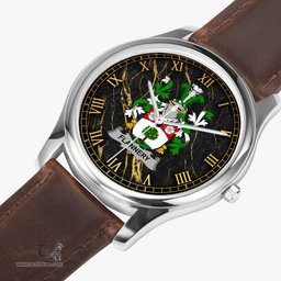 Irish Flannery or O Flannery Irish Coat of Arms Irish Watch Leather Strap Classic Quartz Watch