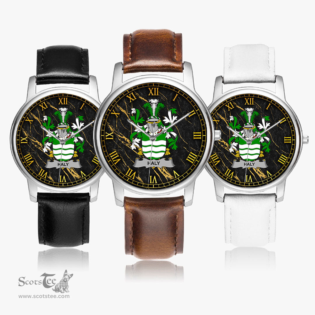 Irish Haly Irish Coat of Arms Irish Watch Leather Strap Classic Quartz Watch