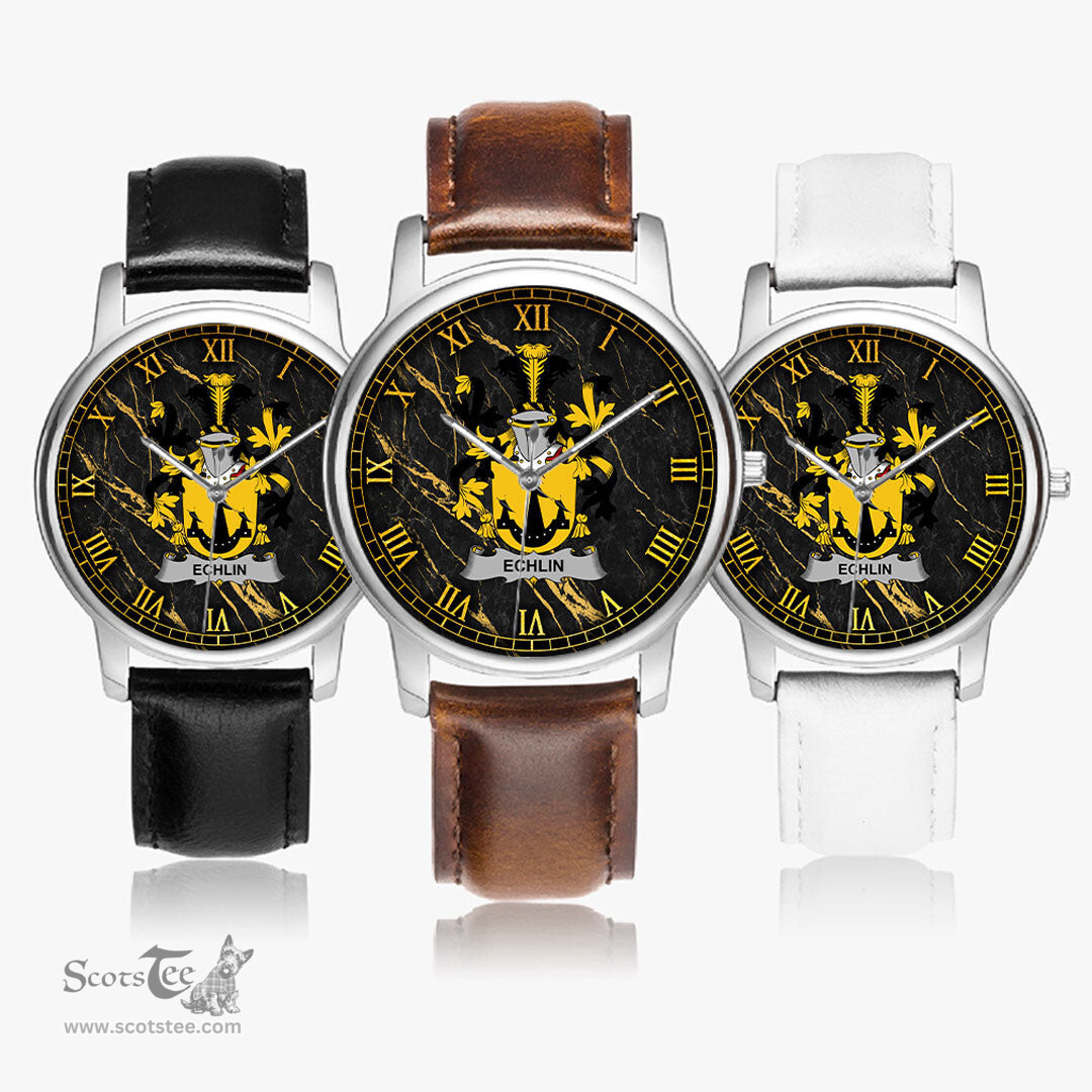 Irish Echlin Irish Coat of Arms Irish Watch Leather Strap Classic Quartz Watch
