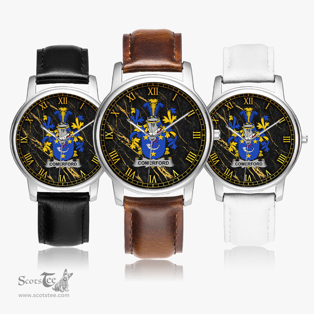 Irish Comerford Irish Coat of Arms Irish Watch Leather Strap Classic Quartz Watch