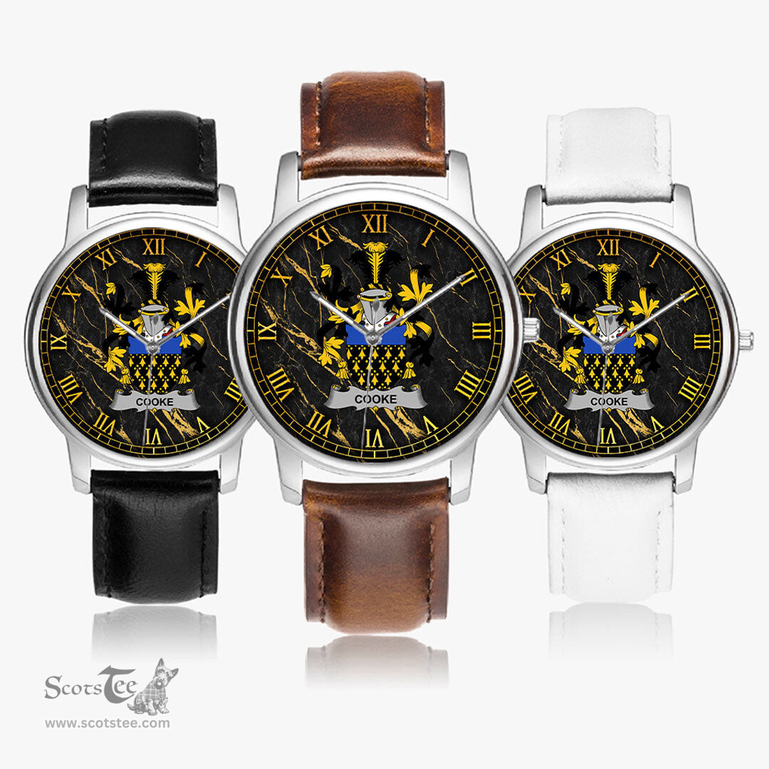 Irish Cooke Irish Coat of Arms Irish Watch Leather Strap Classic Quartz Watch