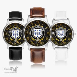 Irish House of MACAULIFFE Irish Coat of Arms Irish Watch Leather Strap Classic Quartz Watch