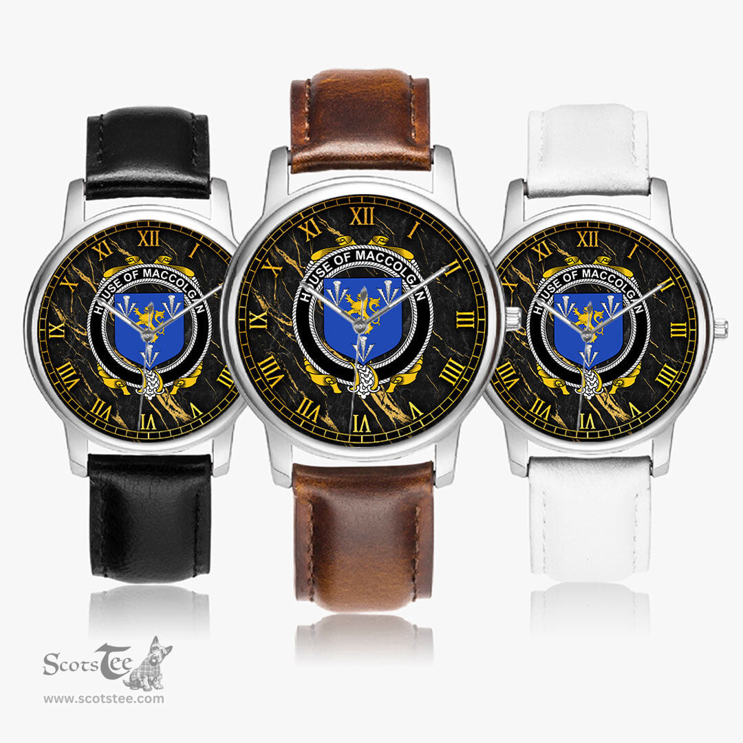 Irish House of MACCOLGAN Irish Coat of Arms Irish Watch Leather Strap Classic Quartz Watch