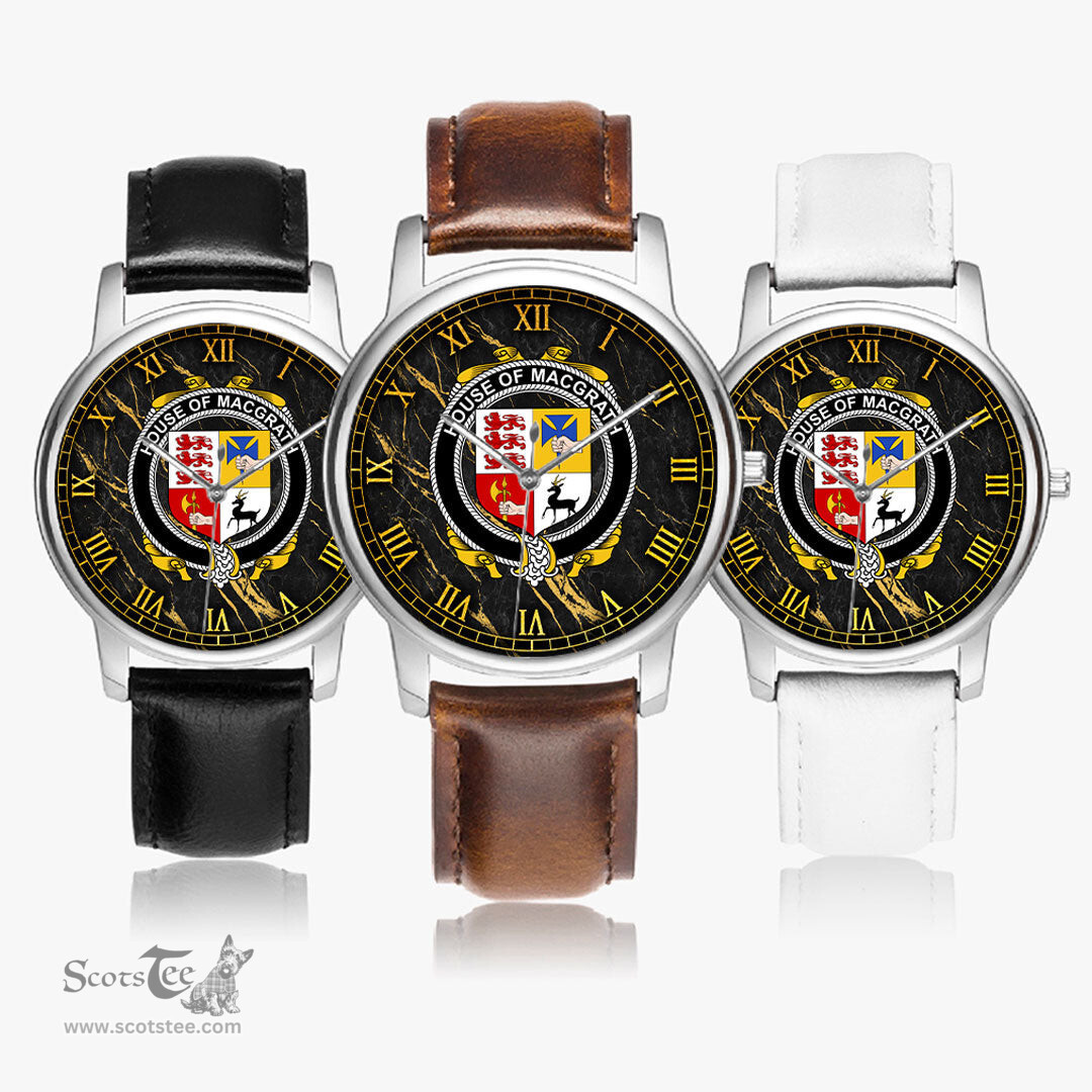 Irish House of MACGRATH Irish Coat of Arms Irish Watch Leather Strap Classic Quartz Watch