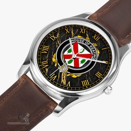 Irish House of KEATING Irish Coat of Arms Irish Watch Leather Strap Classic Quartz Watch