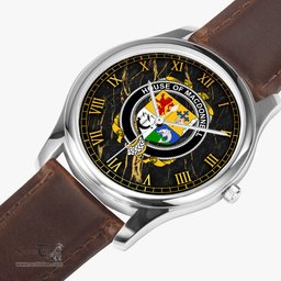 Irish House of MACDONNELL of the Glens Irish Coat of Arms Irish Watch Leather Strap Classic Quartz Watch