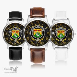 Irish House of MACDONOGH Connacht Irish Coat of Arms Irish Watch Leather Strap Classic Quartz Watch
