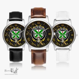 Irish House of MACHUGH Irish Coat of Arms Irish Watch Leather Strap Classic Quartz Watch
