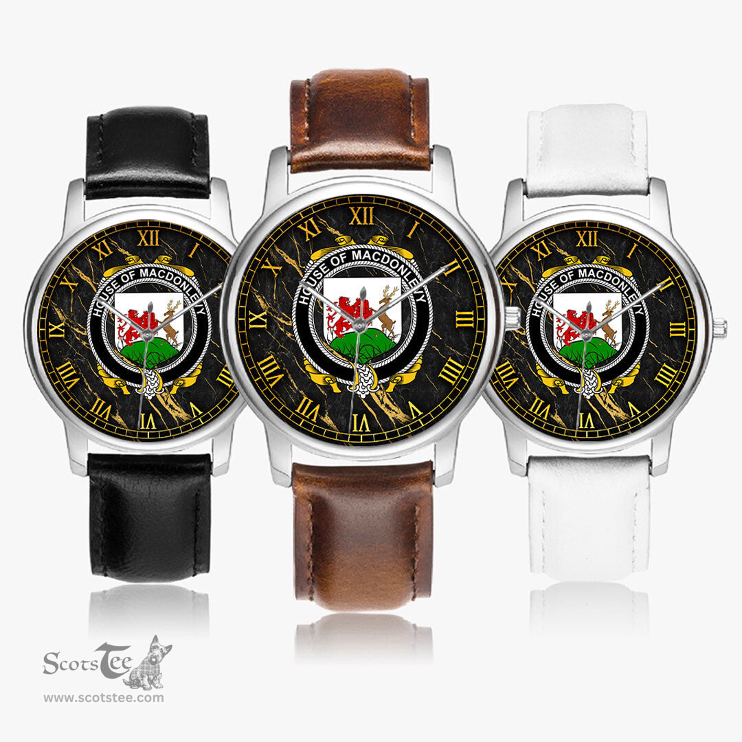 Irish House of MACDONLEVY Irish Coat of Arms Irish Watch Leather Strap Classic Quartz Watch