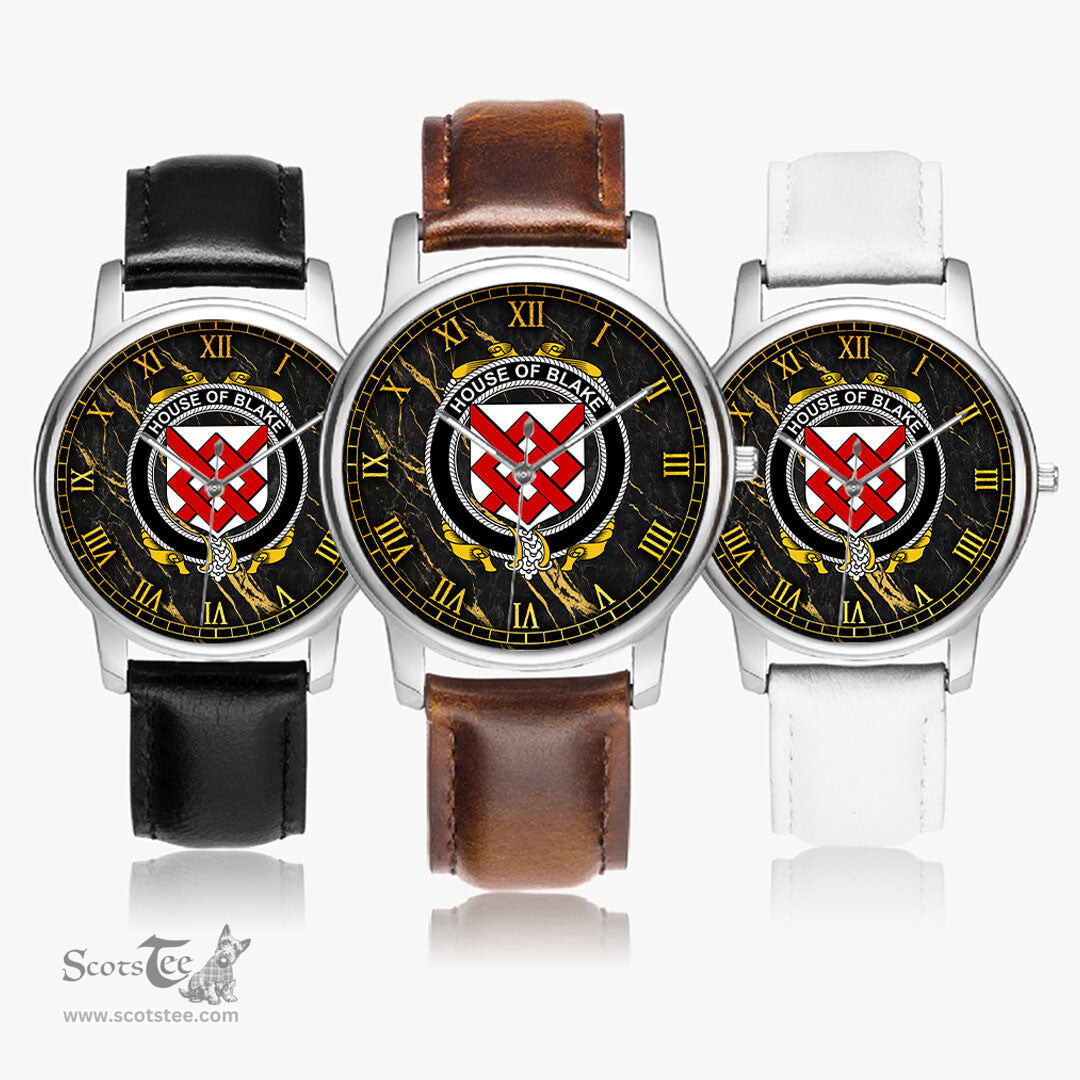 Irish House of BLAKE Irish Coat of Arms Irish Watch Leather Strap Classic Quartz Watch