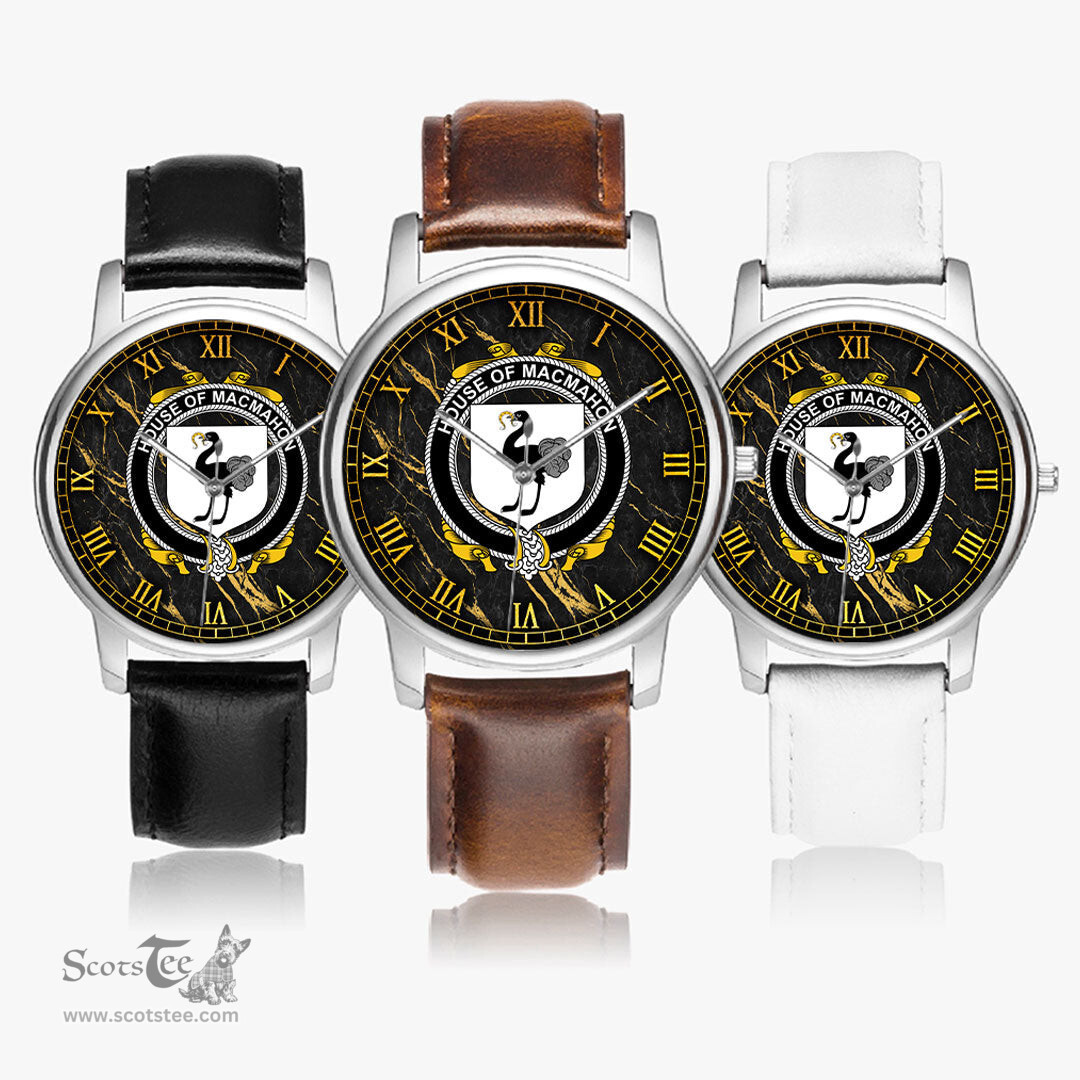 Irish House of MACMAHON Oriel Irish Coat of Arms Irish Watch Leather Strap Classic Quartz Watch