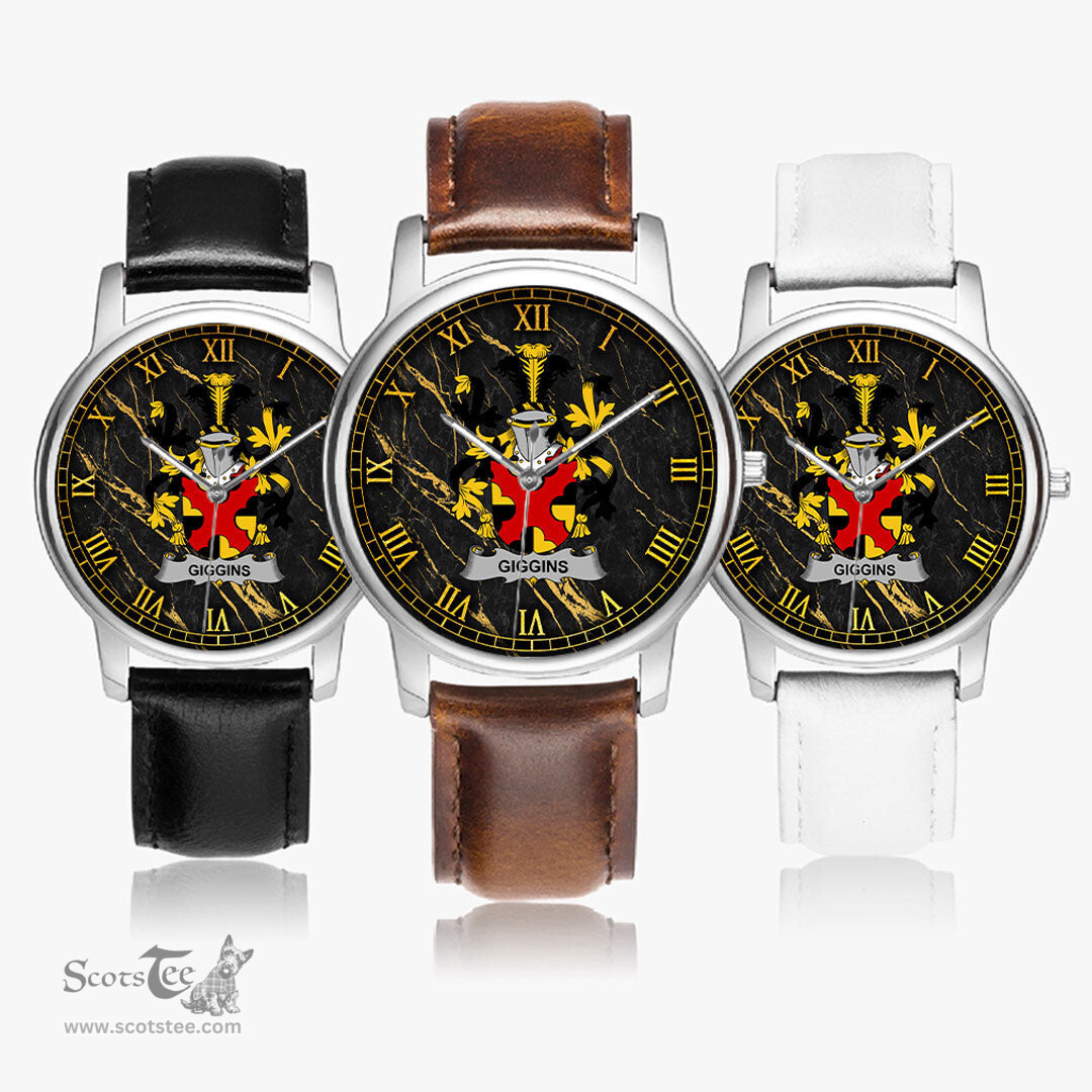 Irish Giggins Irish Coat of Arms Irish Watch Leather Strap Classic Quartz Watch