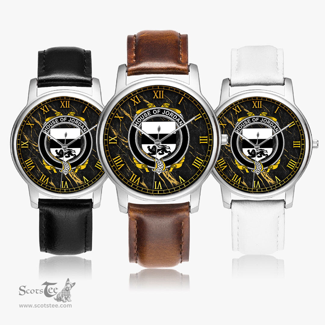 Irish House of JORDAN Irish Coat of Arms Irish Watch Leather Strap Classic Quartz Watch