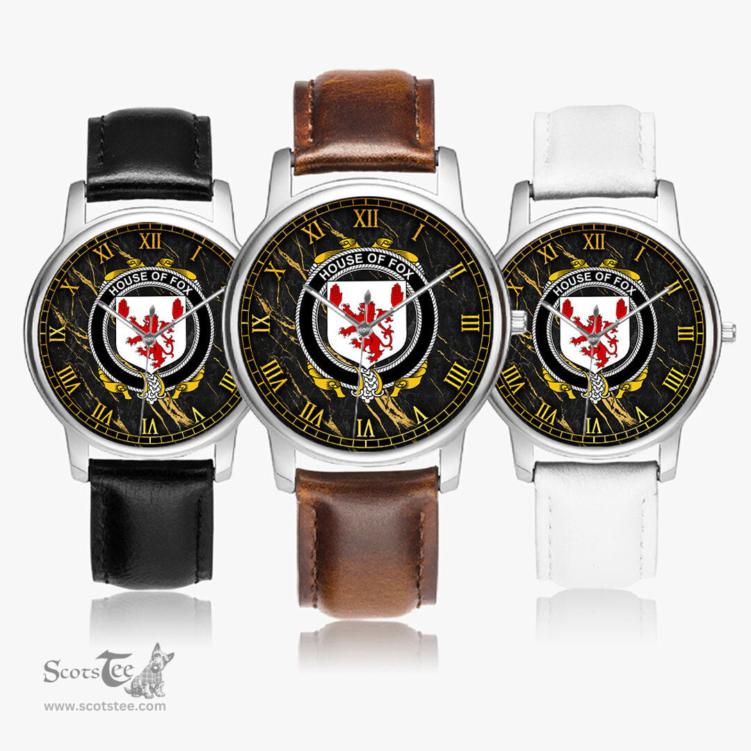Irish House of FOX Irish Coat of Arms Irish Watch Leather Strap Classic Quartz Watch