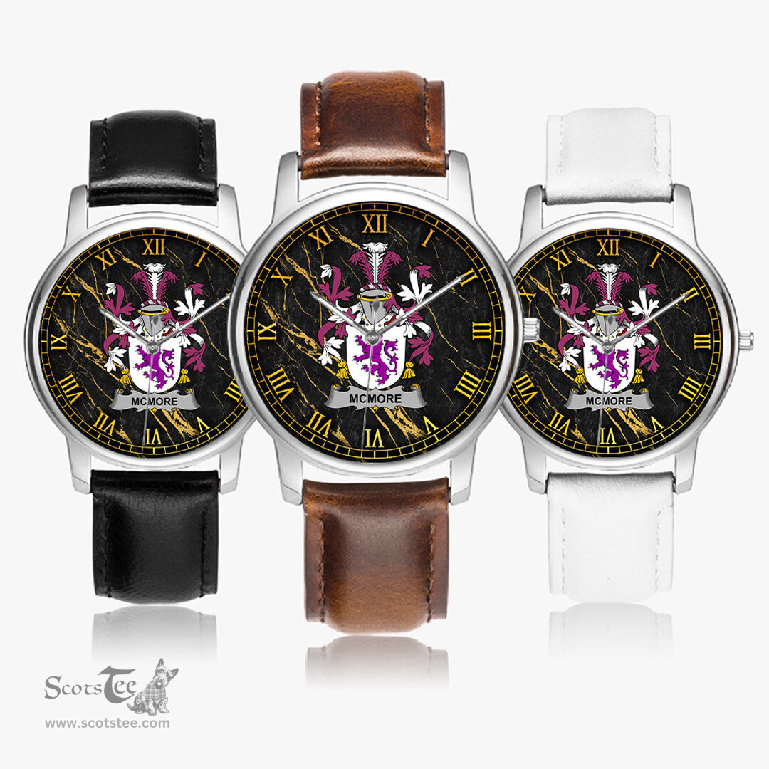 Irish McMore or More Irish Coat of Arms Irish Watch Leather Strap Classic Quartz Watch