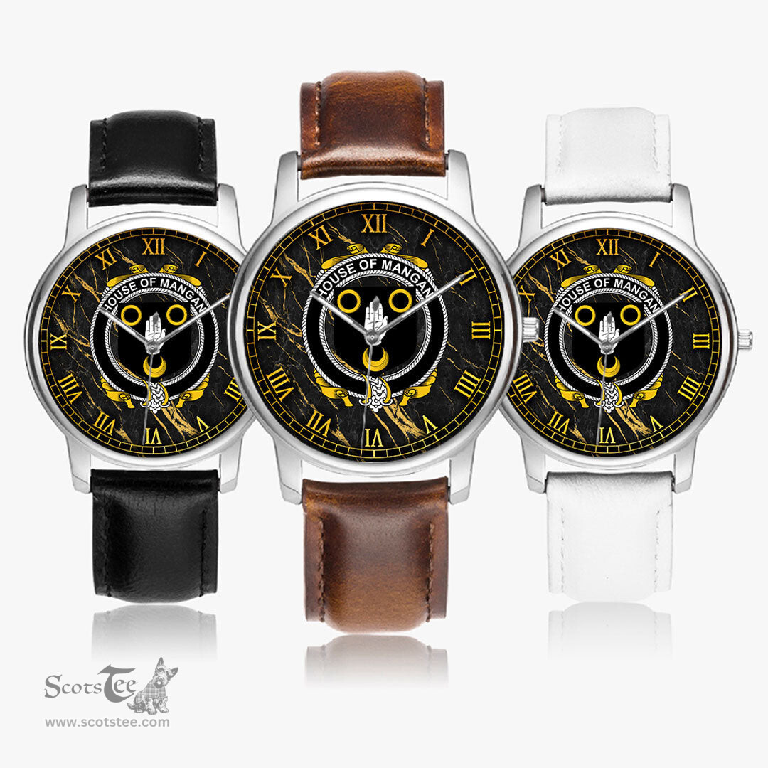 Irish House of MANGAN Irish Coat of Arms Irish Watch Leather Strap Classic Quartz Watch