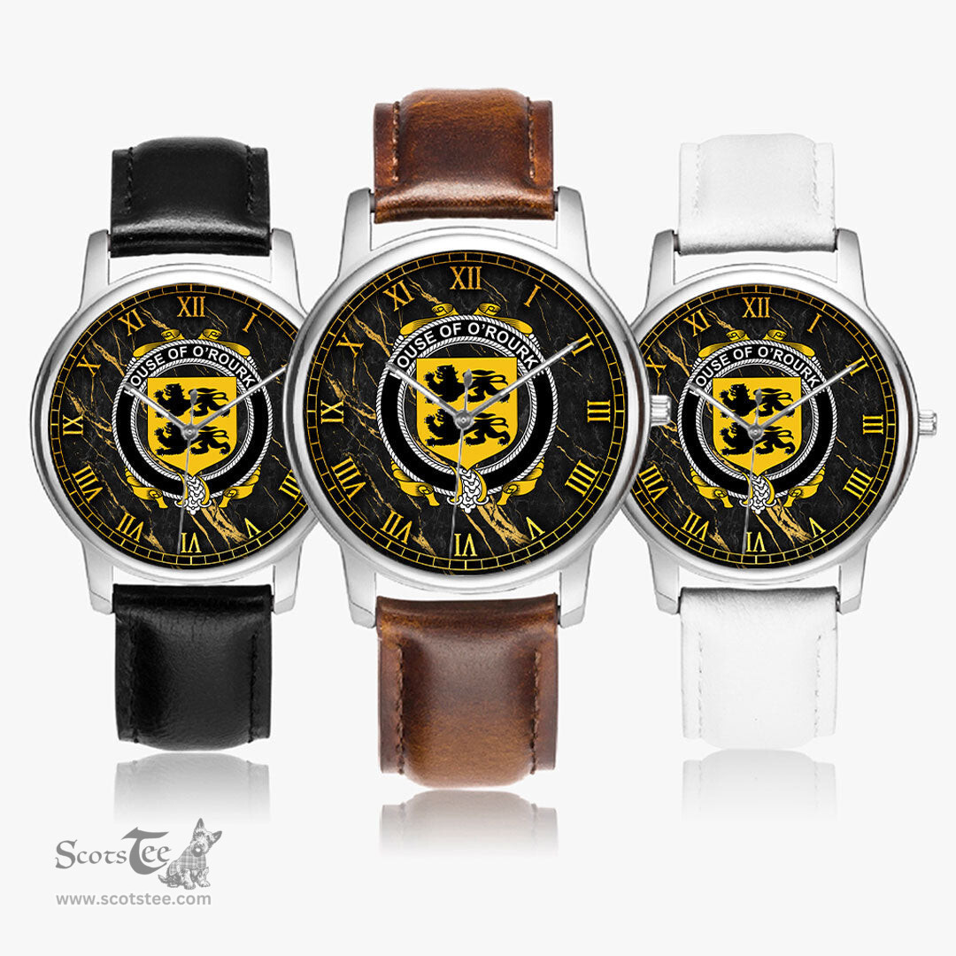 Irish House of O ROURKE Irish Coat of Arms Irish Watch Leather Strap Classic Quartz Watch