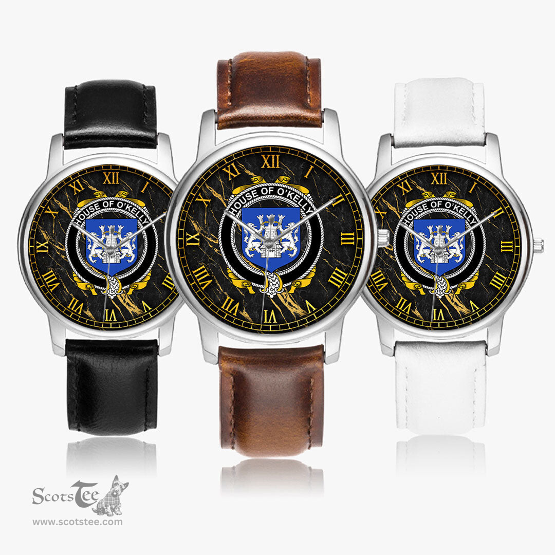 Irish House of O KELLY Irish Coat of Arms Irish Watch Leather Strap Classic Quartz Watch