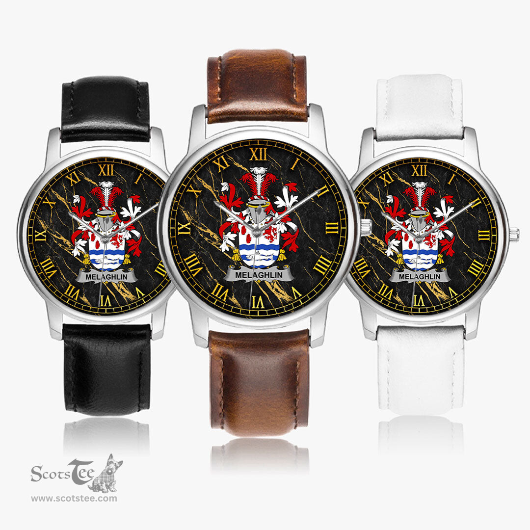 Irish Melaghlin or O Melaghlin Irish Coat of Arms Irish Watch Leather Strap Classic Quartz Watch