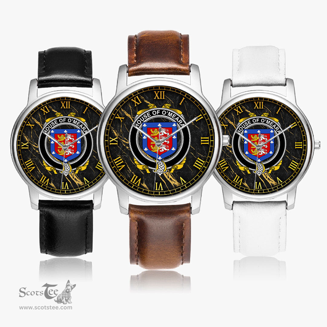 Irish House of O MEARA Irish Coat of Arms Irish Watch Leather Strap Classic Quartz Watch