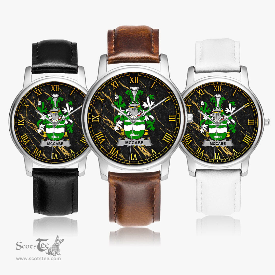 Irish McCabe Irish Coat of Arms Irish Watch Leather Strap Classic Quartz Watch