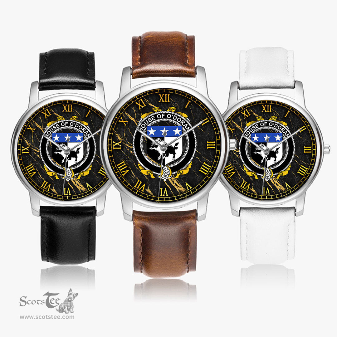 Irish House of O DORAN Irish Coat of Arms Irish Watch Leather Strap Classic Quartz Watch