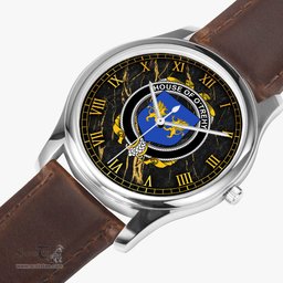 Irish House of O TREHY Troy Irish Coat of Arms Irish Watch Leather Strap Classic Quartz Watch
